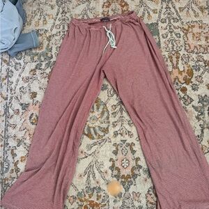 Brandy Melville Red and White Striped Wide Leg Pants